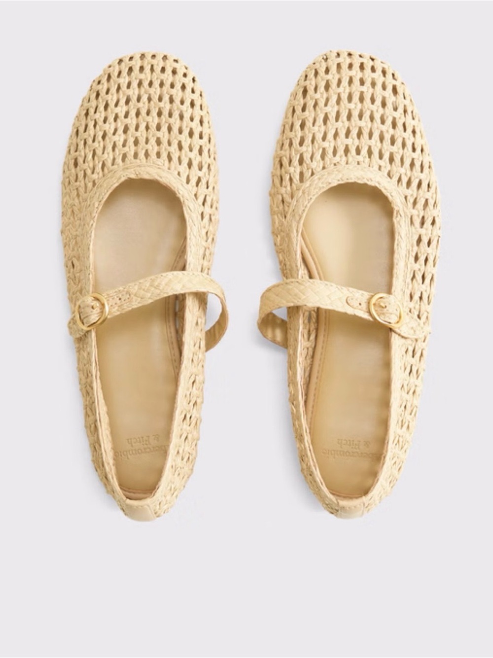 Abercrombie & Fitch Woven Mary Jane Flats in Natural